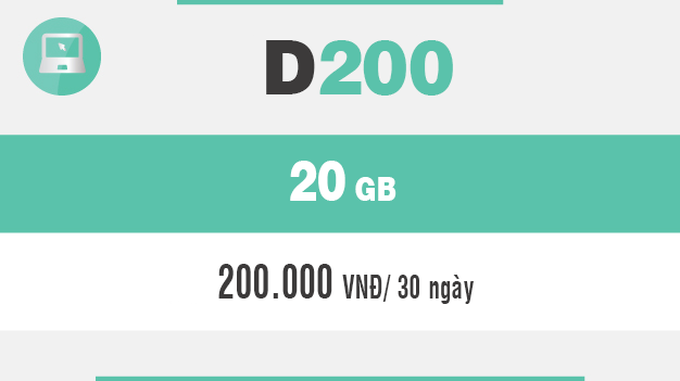 Đăng ký gói D200 cho DCom Viettel nhận 20 GB data với 200.000 đồng/tháng