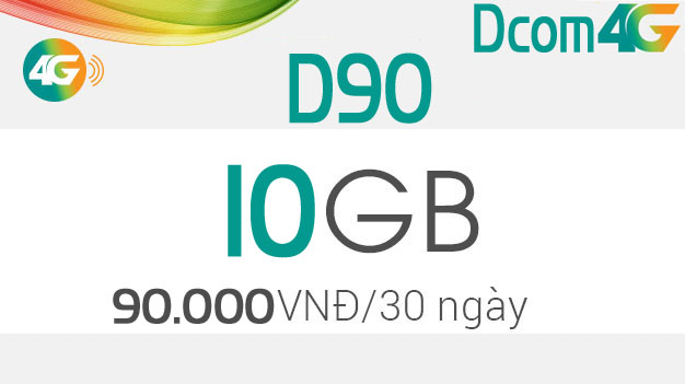 Đăng ký gói D90 cho DCom Viettel nhận 10 GB data với 90.000 đồng/tháng